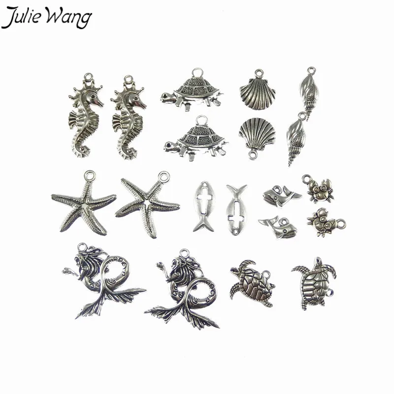 Julie Wang 10 шт. смешанный морской конь ракушка русалки рыба подвески Маленькая