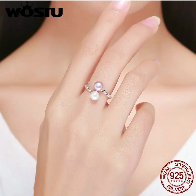Женские кольца WOSTU из стерлингового серебра 925 пробы с белым и розовым