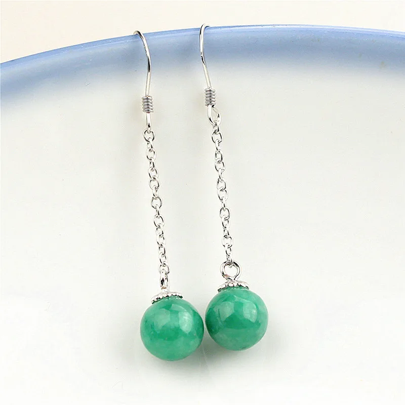 Зеленые серьги-подвески в восточном стиле серебряные ювелирные изделия SE0016 |