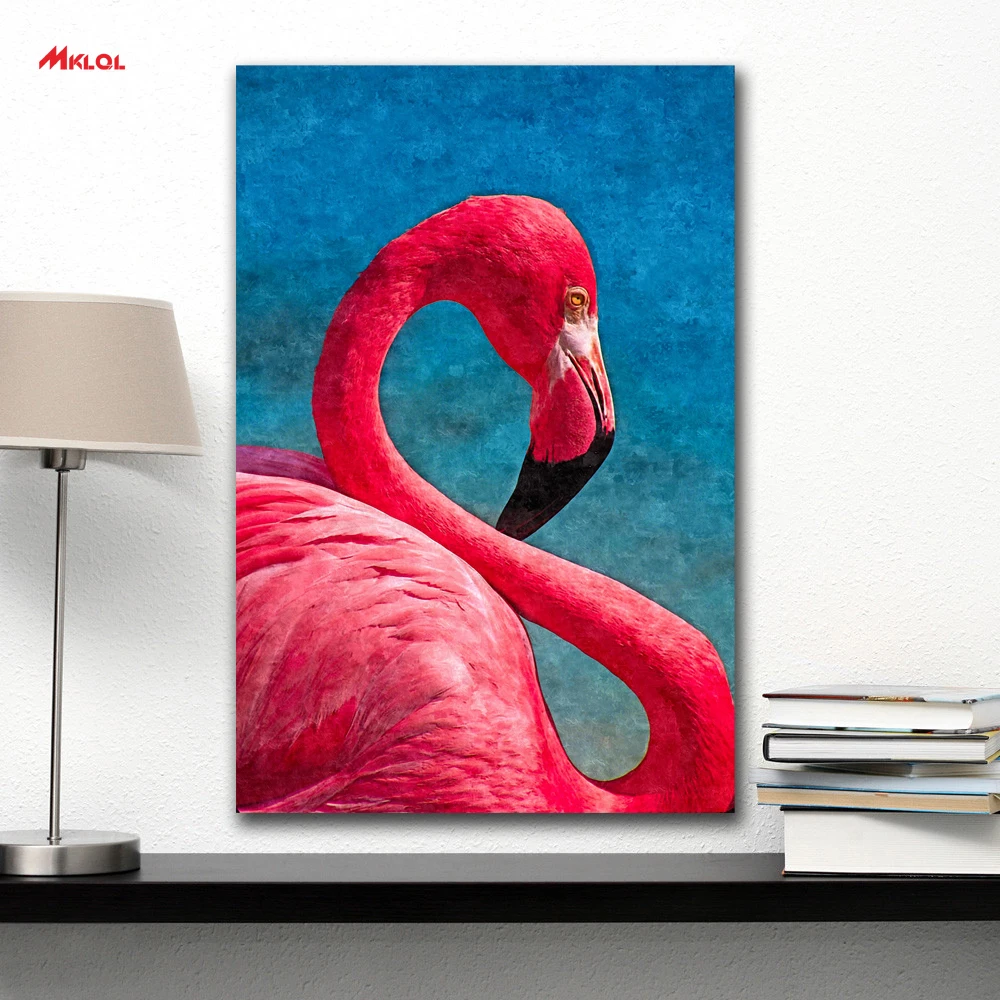 

Large Wall Art,flamingo ,Restaurant study Bedroom Decor Wall oil Painting Print Nice wall picture for living room no frame