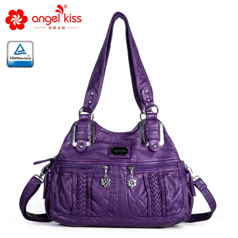 Женская сумка из искусственной кожи Angelkiss модная однотонная на плечо с ручками