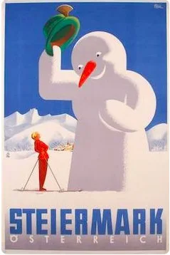 Зимние спортивные Альпы Kitzbuhel Австрия лыжи катание на лыжах Путешествия классический ретро-постер холст живопись DIY настенная бумага домашний Декор подарок - Цвет: Синий