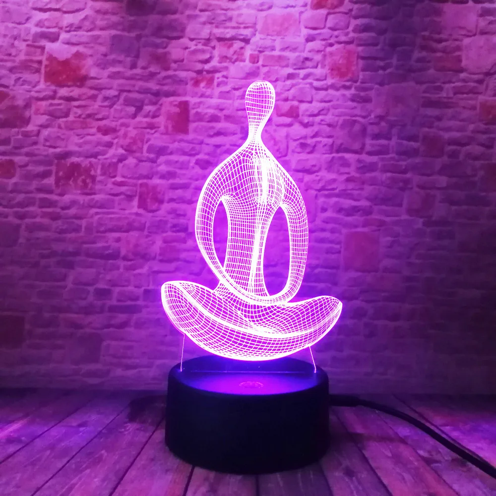 СВЕТОДИОДНЫЙ Ночник из акрила для медитации и йоги 3D иллюзионный светильник