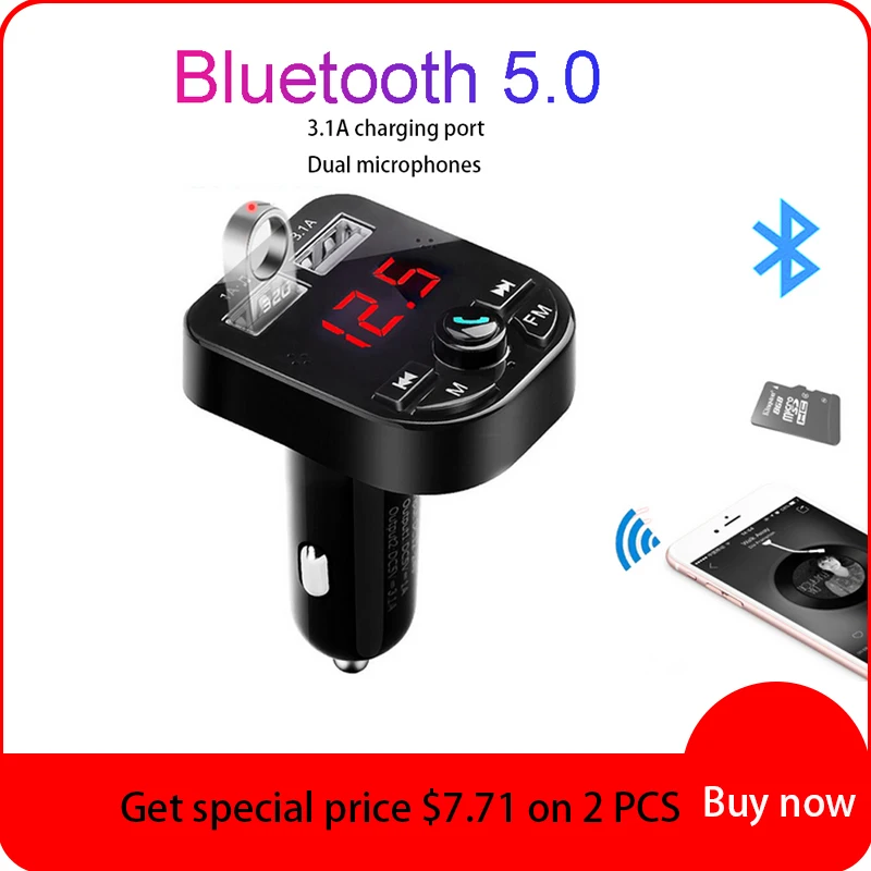 Fm передатчик Bluetooth автомобильный комплект MP3 плеер светодиодный двойной USB 4.1A