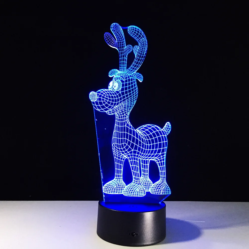 Deer Reindeer RGB LED Night Acrylic Light Christmas Decoration Lamp Projector Party 7 Colors Lights Kids Gift Drop Ship | Лампы и