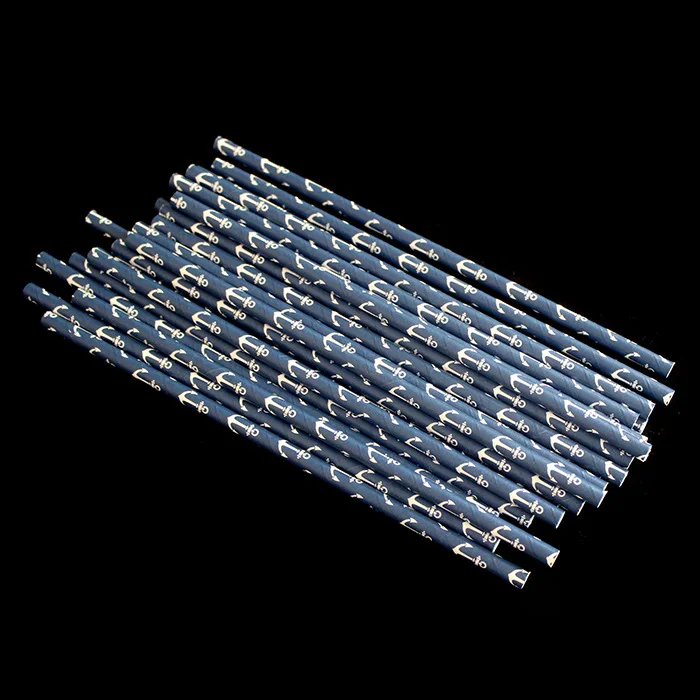 50 шт./лот темно синий якорь соломинки Морской питьевой торт Pops для детского душа