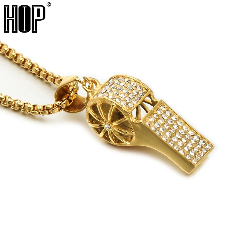 Мужские хип хоп ювелирные изделия Полный Стразы Bling из титана кулон свисток