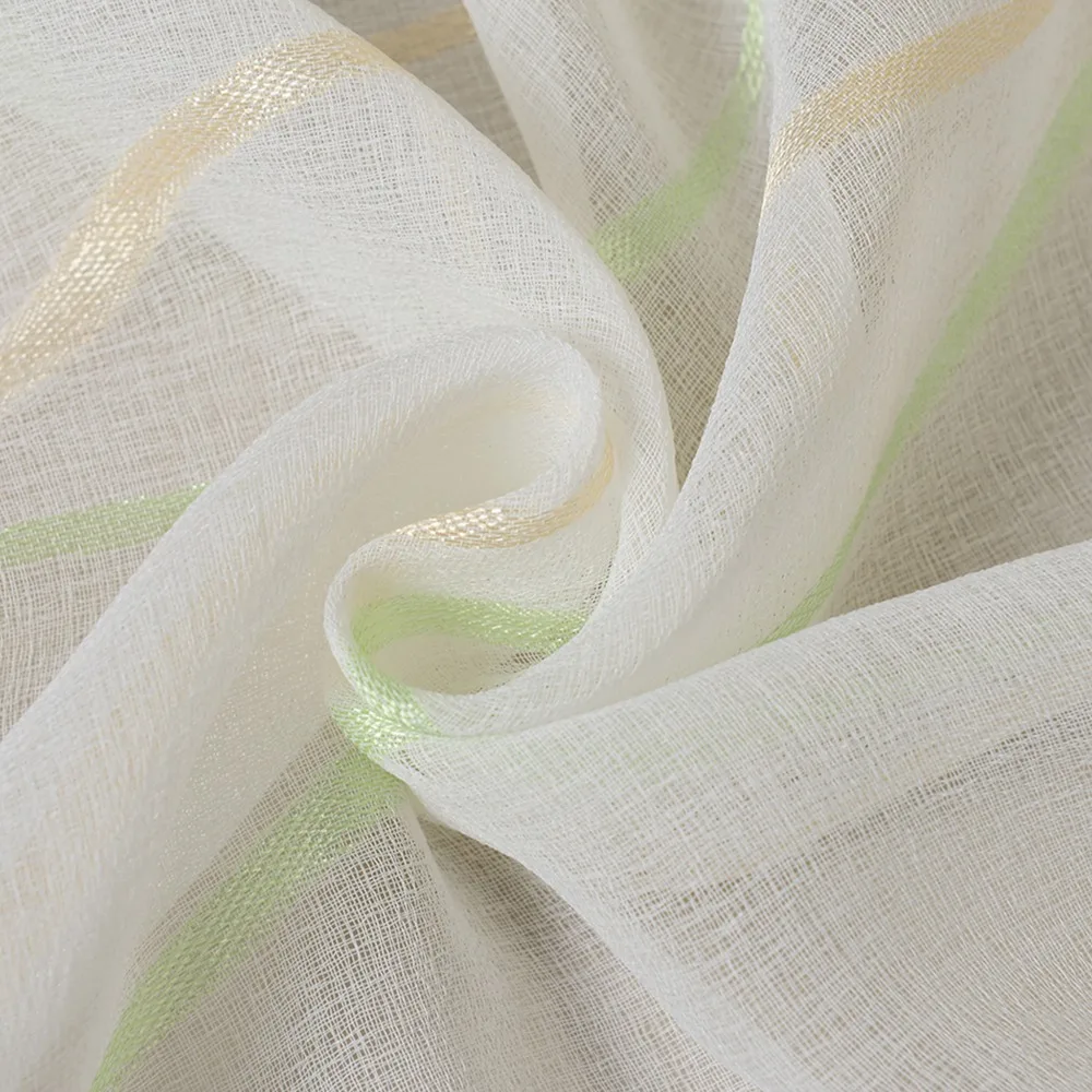 Занавес окна желтый и зеленый в полоску тюль ткань жаккард гостиная для штор