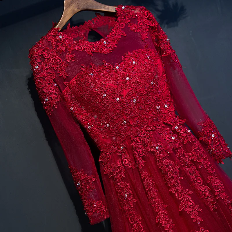 Vestido De Festa реальные фотографии красные вечерние платья бисерные кружевные