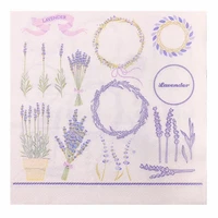 20 vintage purple napkins paper tissue printed flower lavender handkerchief decoupage servilletas wedding birthday party decor