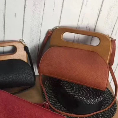 Brown Модные женские Сумки из искусственной кожи, мини сумка с деревянной застежкой, Женская Повседневная сумка через плечо, сумка через плечо для женщин, клатч, кошелек - Цвет: Brown