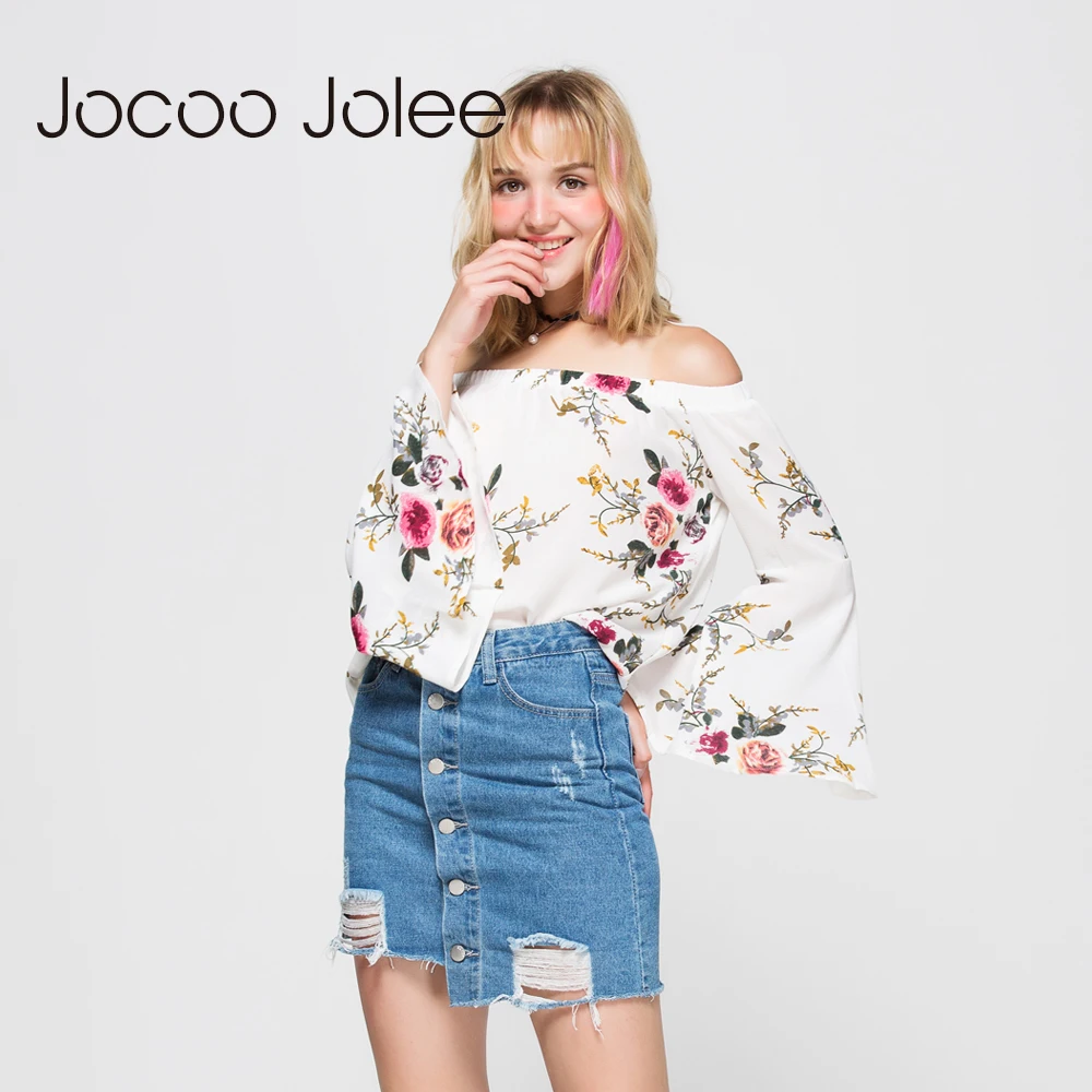 Женская блузка с открытыми плечами Jocoo Jolee пикантный Топ длинным рукавом бабочкой