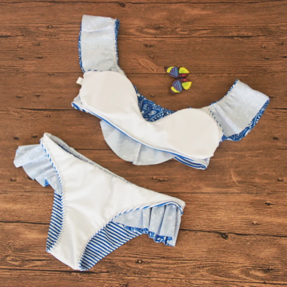 2019 лист лотоса на одно плечо с цветочным принтом сексуальный купальник бикини