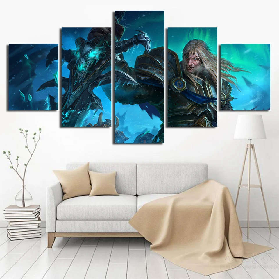 Arthas Menethil холщовая картина настенная горячая Распродажа печатная 5 панельная