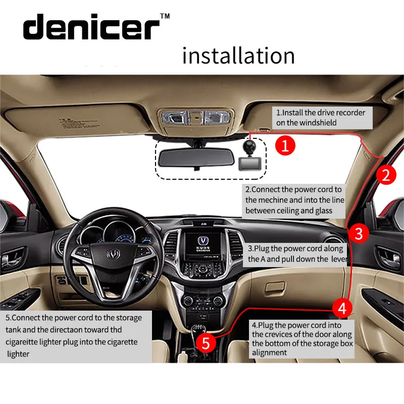 Denicer Автомобильный видеорегистратор Novatek DashCam Ночное видение автомобиля Камера