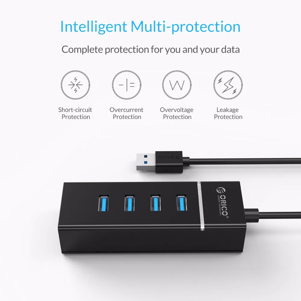 ORICO usb-хаб 4 порта USB3.0 концентратор 5 Гбит/с SuperSpeed USB2.0 Мини Настольная ступица для