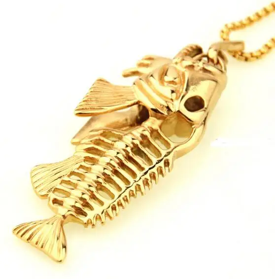 Готическое ювелирное изделие Мужская цепочка золотого цвета Байкерская полая