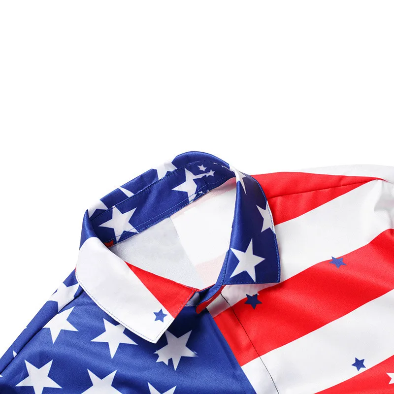 US Flag Carnival Men 3d Print Dress Shirt Long Sleeve Tuxedo Chemise Homme Casual Slim Fit Graffiti EUR Size Dropship |