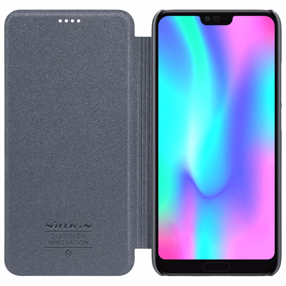 Чехол книжка для Huawei Honor 10 блестящий супертонкий чехол NILLKIN из искусственной кожи