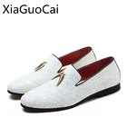 Лоферы мужские дышащие однотонные, повседневные туфли с пайетками, без застежки, плоская подошва, для молодежи, белые, лето 2018