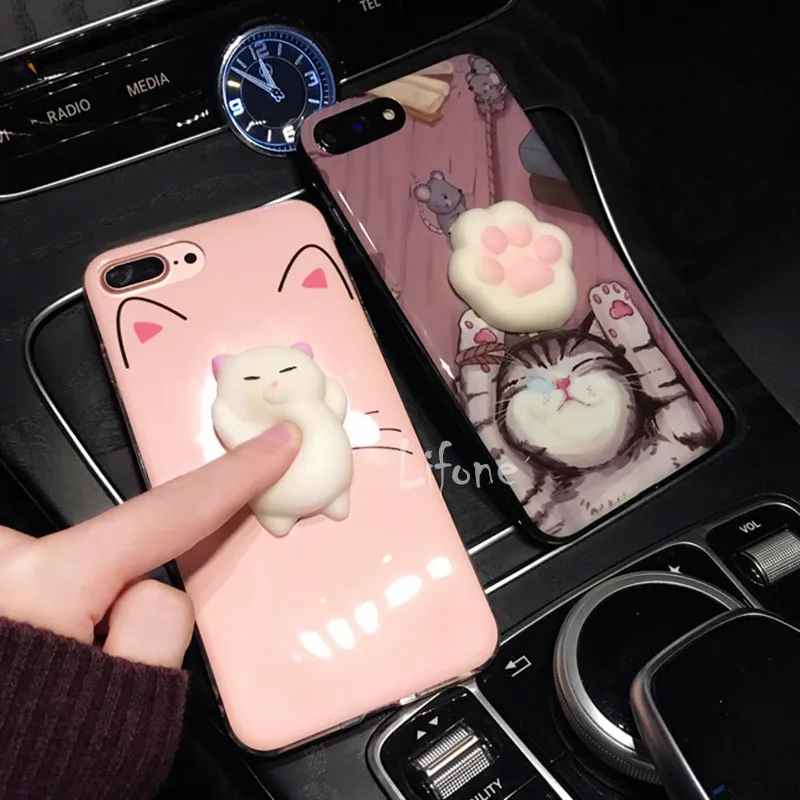 Kerzzil для iPhone 7 плюс 6 6S крышка милый розовый Кот Мышь &amp Cat Soft мягкими Чехол coque