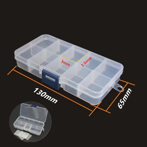 10 сеток Регулируемый прозрачный пластиковый ящик для хранения для небольших компонентов ящик для ювелирных инструментов бисерные таблетки органайзер для дизайна ногтей чехол