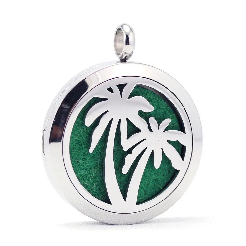 

30 мм 316L нержавеющая сталь кокосовое дерево Магнитный диффузор эфирного масла Ожерелье Подвески для ароматерапии ожерелье духи медальон