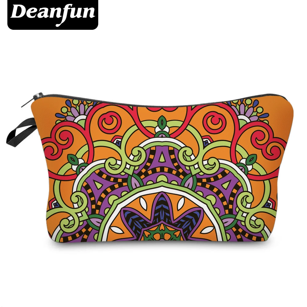 Винтажная косметичка Deanfun с 3D принтом оранжевая Полиэстеровая Женская сумочка
