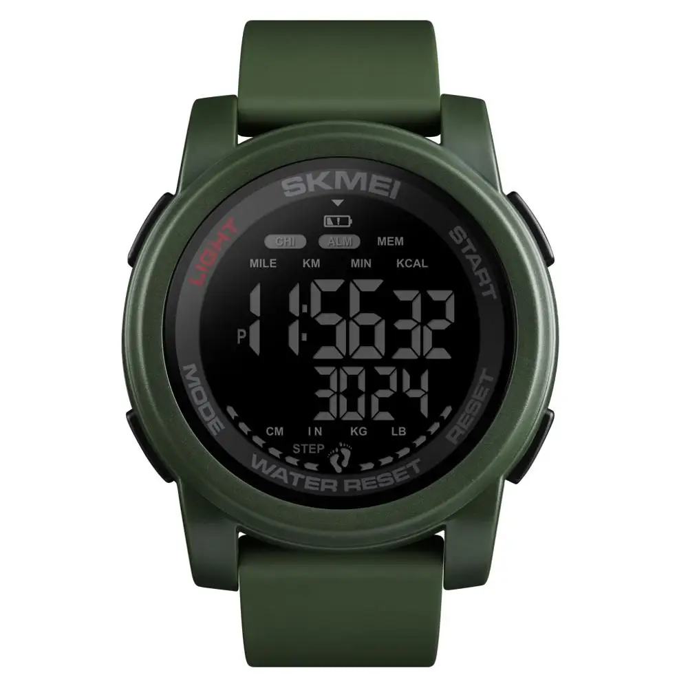 Army Green-Black SKMEI простые мужские часы цифровые наручные часы спортивные Будильник часы Stepwatch 5 бар водонепроницаемые часы EL Light relogio masculino 1469 - Цвет: Army Green-Black