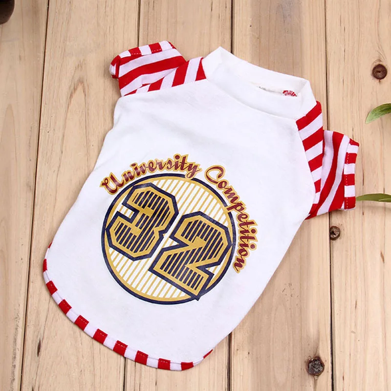 В полоску полиэстер ПЭТ футболка лето мягкая одежда для собак Щенок Одежда котов