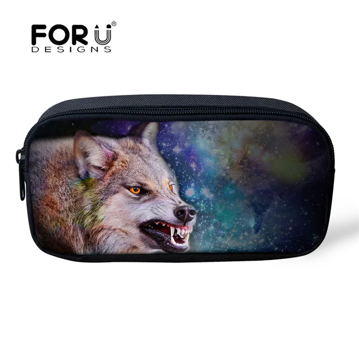 FORUDESIGNS косметички 3D печати волк для мальчиков канцелярские организатор сумка небольшая косметичка пенал Для мужчин школы Применение - Цвет: CC3714K