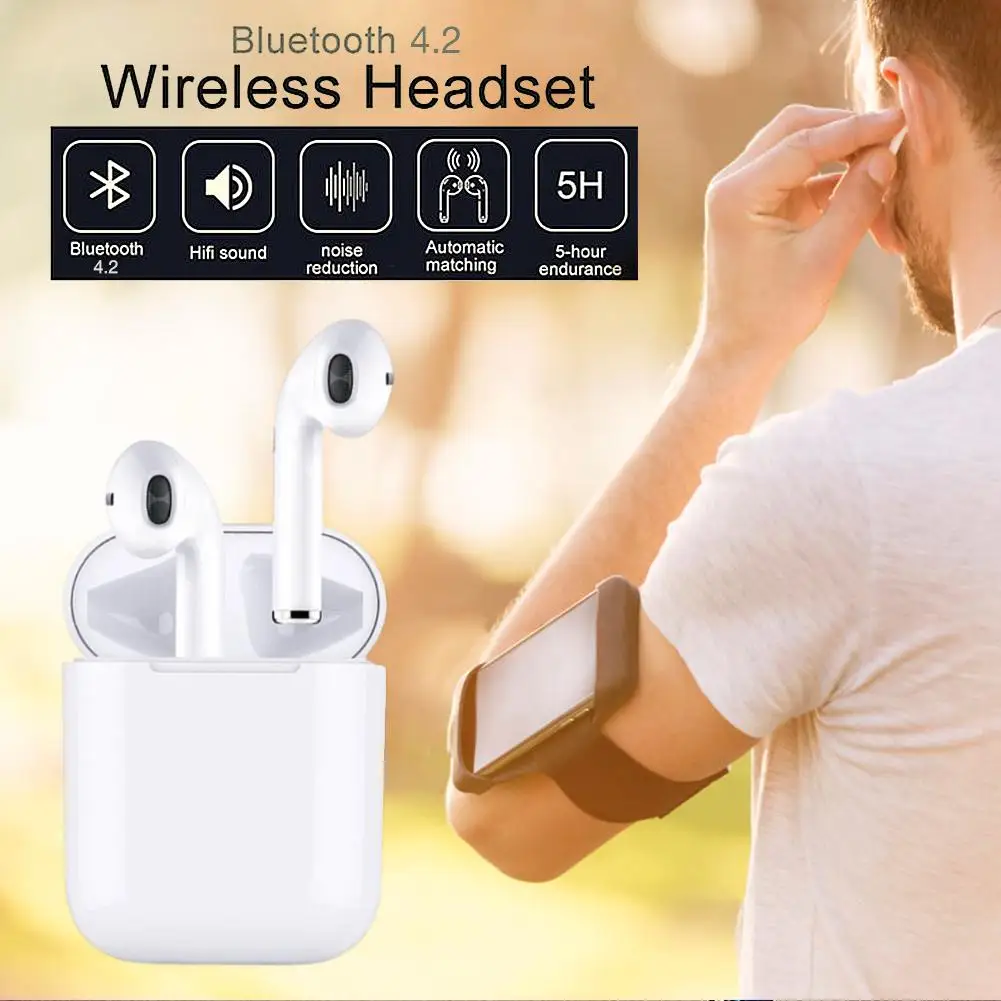 TWS Bluetooth 4 2 беспроводные наушники стерео с зарядным Баном звук наушник Музыка