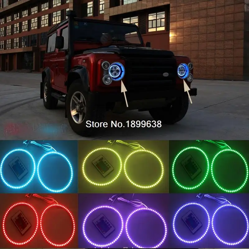 2 шт. супер яркий 7 цветов RGB комплект светодиодов глаза ангела с пультом