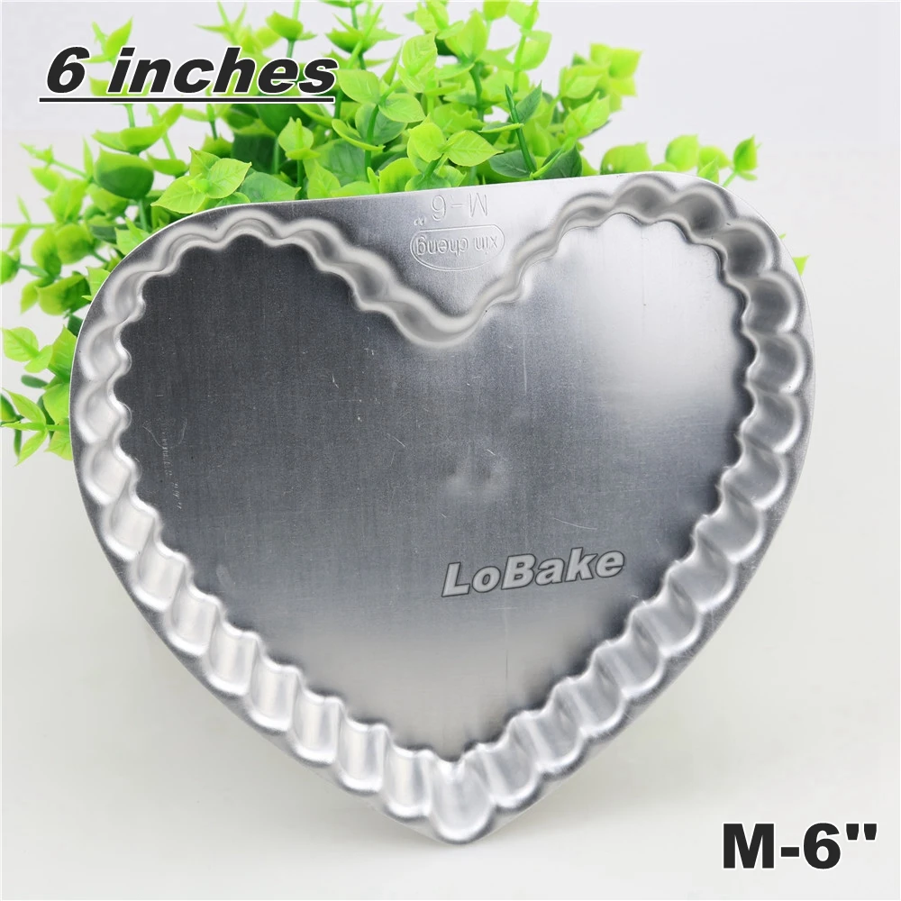 6 дюймовая твердая алюминиевая форма из сплава в форме сердца пирог сковорода для