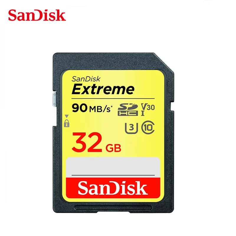 Оригинальная Sd Карта SanDisk Extreme 32 ГБ 64 128 SDXC UHS I 4K карта памяти класс 10 C10 90 МБ/с. U3 для