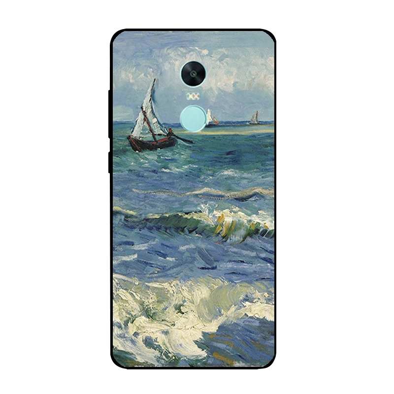 Black Phone Case For Redmi Note 4X Cover for Xiaomi Note4X Shell 5.5&quot Ultra Thin Soft TPU Van Gogh Pattern Fundas |