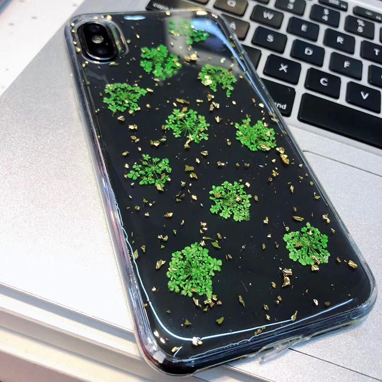 Модные живые цветы прозрачный чехол для iphone X XR XS Max золотой фольги эпоксидные