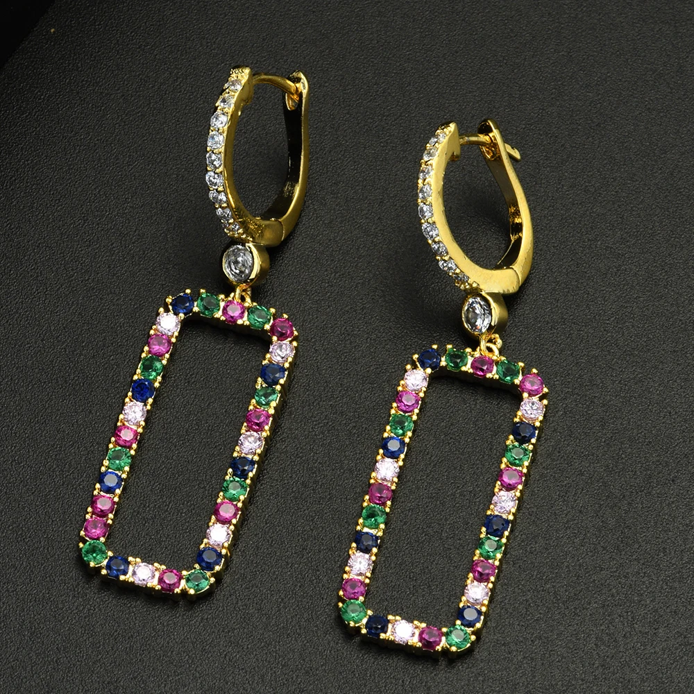 

HIBRIDE Luxury AAA CZ Long Big Drop Earring for Women boucle d'oreille femme 2019 Luxury Trendy Earrings Trendy E-596