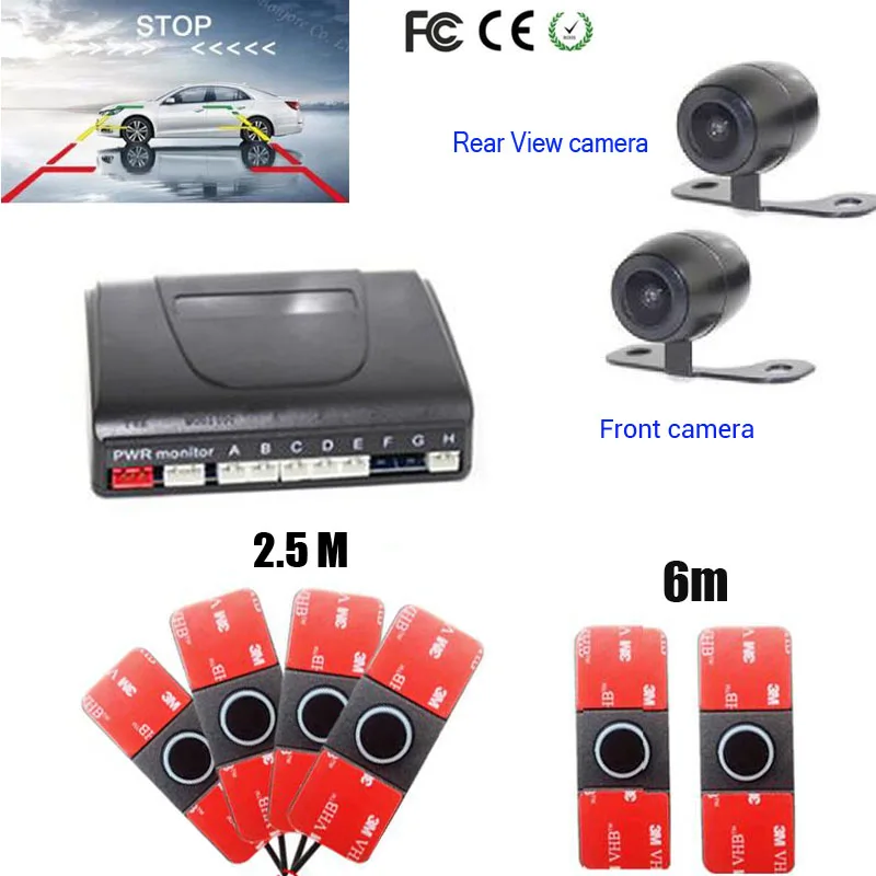 16mm Flat Original Sensors Car Visible Dual Core CPU Video Parking 6 Sensor Radar Distance Alarm System Rearview & Front camera