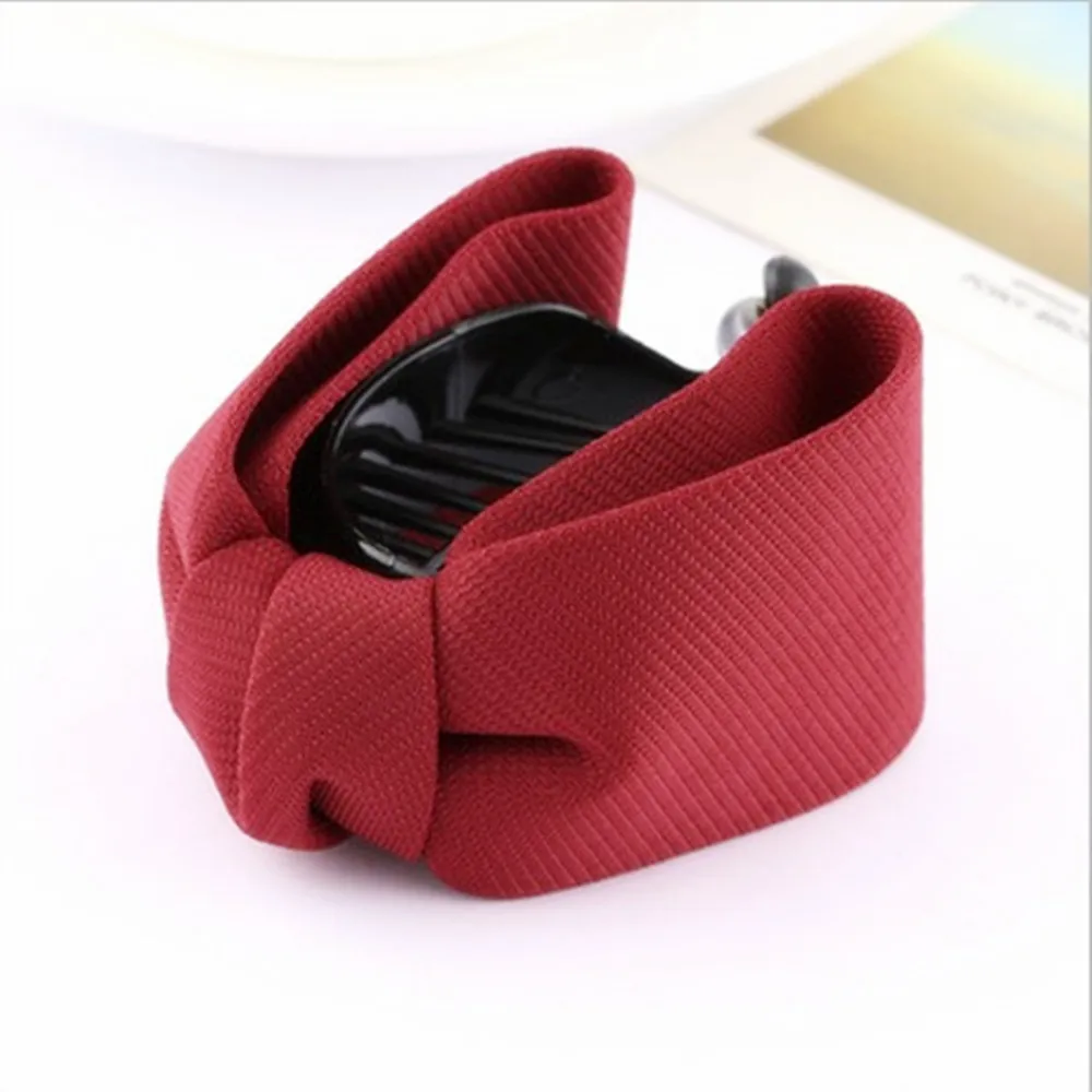 Wine red Корейские милые тканевые заколки для волос с бантиком, Элегантные Женские однотонные тканевые Галстуки, заколки для волос с банановым крабом, заколки с конским хвостом, аксессуары для волос для девушек - Цвет: Wine red