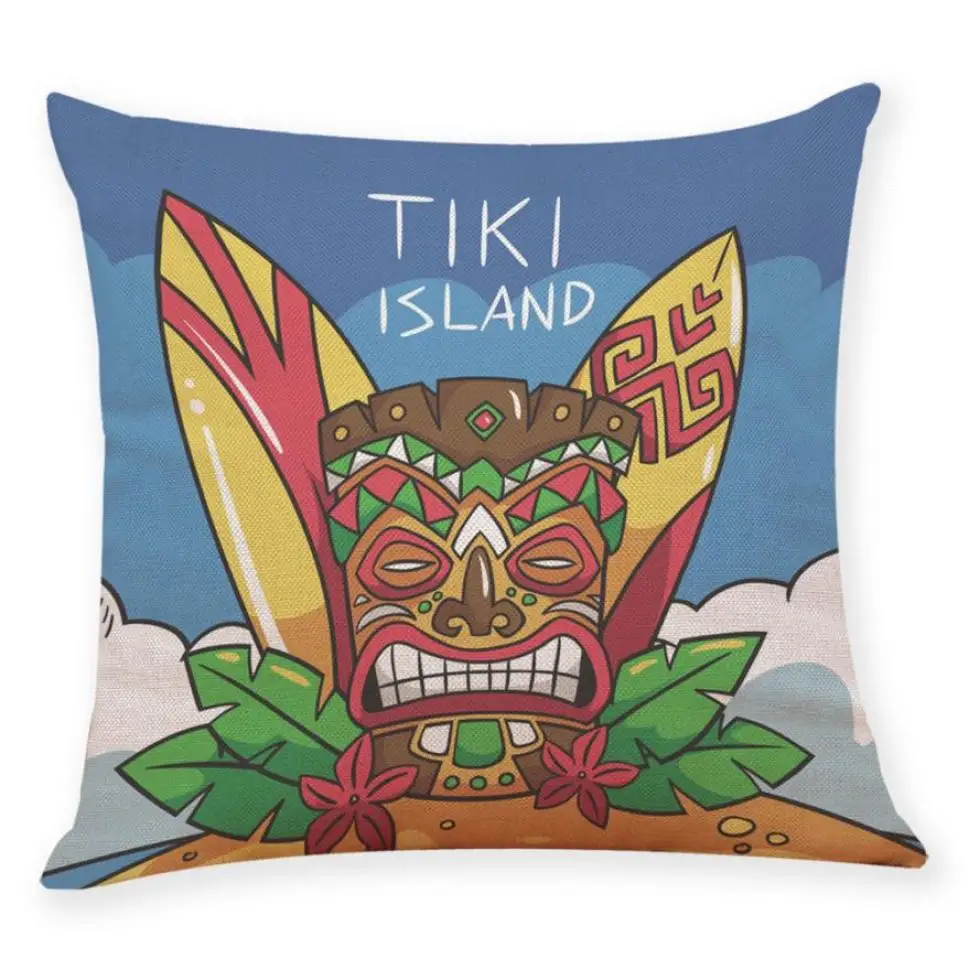Мультяшный Maoris TIKI чехол для подушки с принтом 45x45 см Наволочки диванные декоративные наволочки украшение для подушки funda cojin - Цвет: C