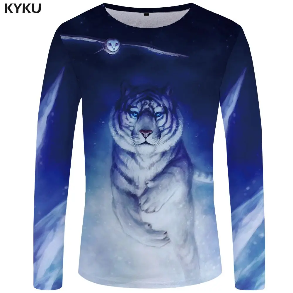 3d t shirt 10 Бренд KYKU, футболка с тигром, Мужская футболка с длинным рукавом, с изображением животных, крутая, интересная уличная одежда, желтая, 3d футболка, одежда с графическим рисунком - Цвет: 3d t shirt 10