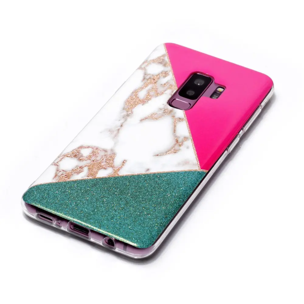 Flash marble Coque For Samsung S6 S7 S8 S9 Plus Case Silicone Rubber Geometric mosaic Cover Note 8 Anti-Scratch |