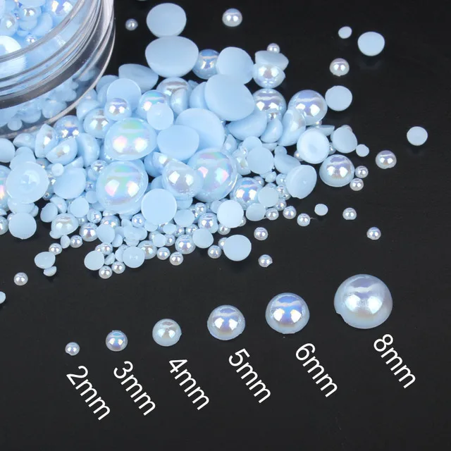 1000pcs/bag colourful round half pearl beads flat back For jewelry making Sewing Plastic ABS Pearl Beads2mm/3mm/4mm/5mm/6mm/8mm