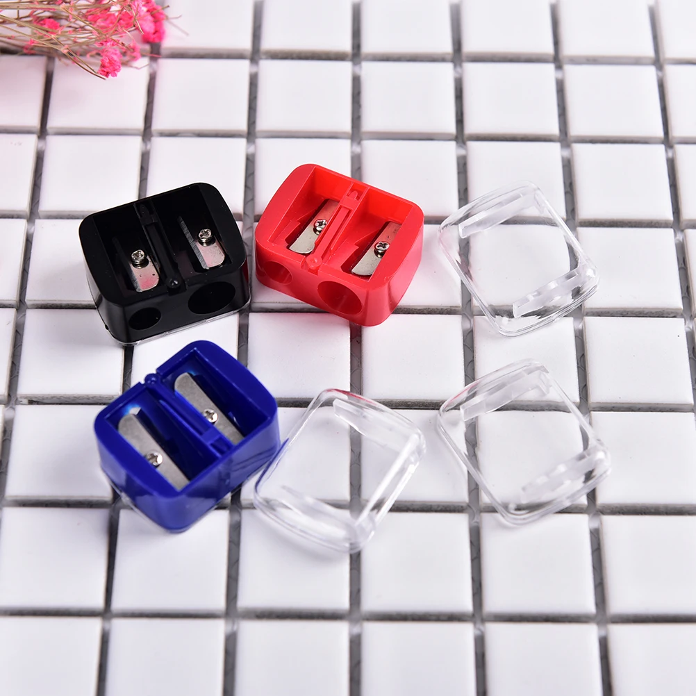 

1PCS 3.8*2.9*2.5 cm Pencil 2 Holes Sharpener for Eyebrow Lip Liner Eyeliner Pop Random Color