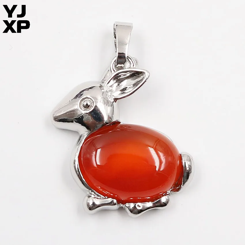 YJXP 1 шт. натуральный кристалл бусы кролик кулон для ожерелья посеребренные милые