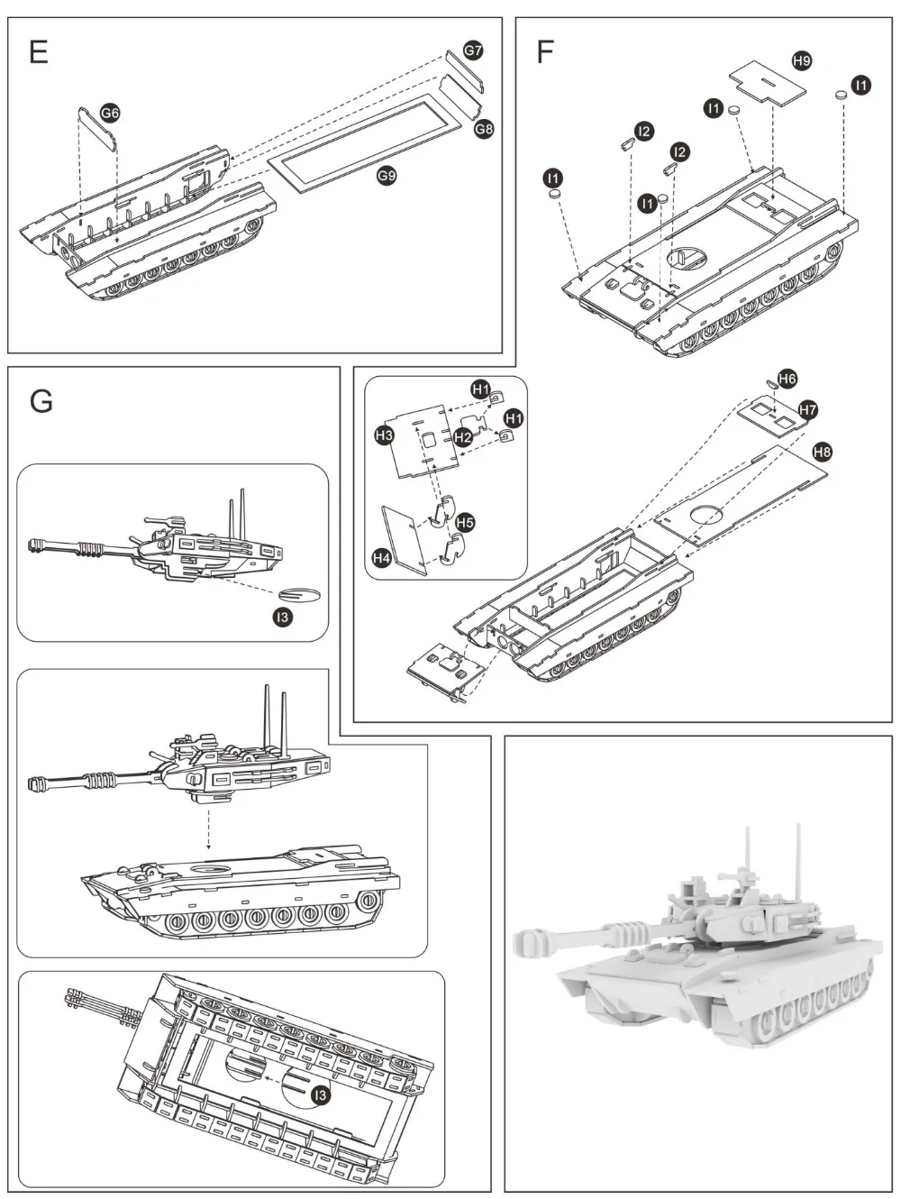 Лазерная резка DIY M1 Abrams TANK 3D Сборка головоломка деревянные развивающие игрушки