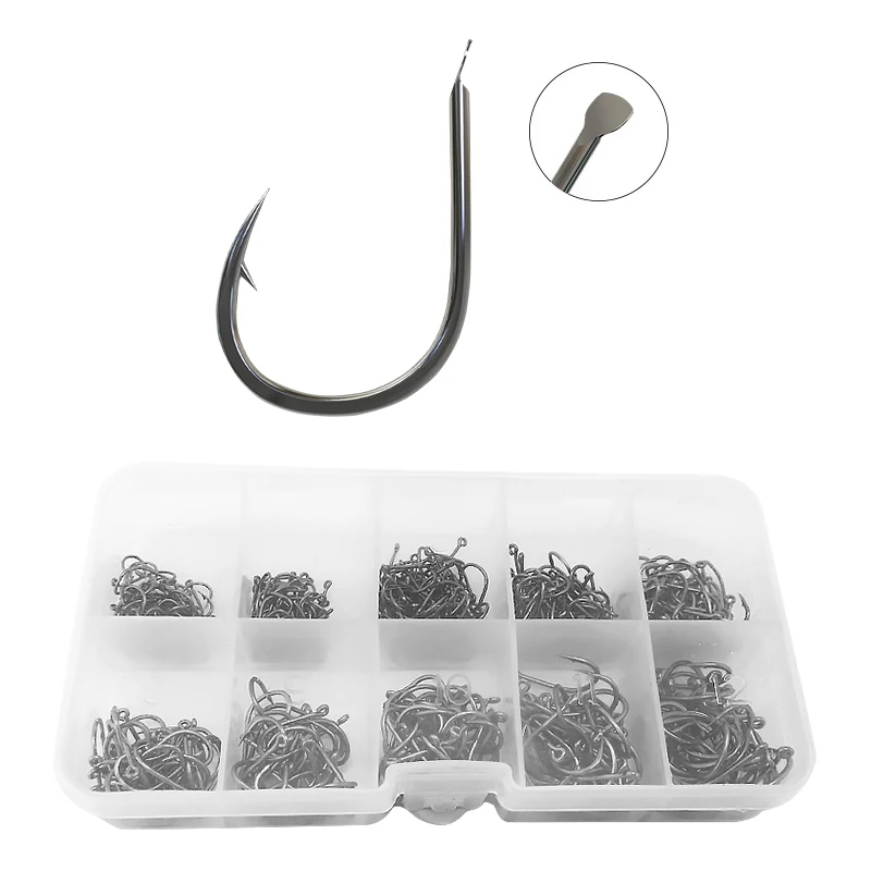 500Pcs Iseama Barbed Fishing Hooks Black Gold Lot Circle High Carbon Steel Sharpened Bait Tackle Strong Fishhook Box | Спорт и