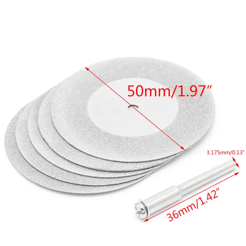 50mm 5 шт./лот, аксессуары для Dremel, алмазная шлифовальная пила, циркулярный режущий диск, Dremel, роторный инструмент, алмазные диски - Наружный диаметр: 50mm