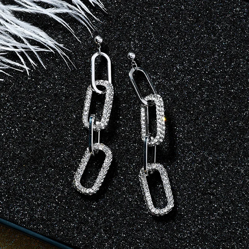 Серьги Стразы из звеньев серебра 2019 пробы для женщин пикантные модные корейские